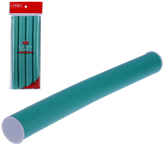 Curl Flexi Rod Soft Twist Rollers- 1" diameter 10 inch Length- Green - True Elegance Beauty Supply