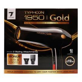 Typhoon Gold Ceramic Coated Grill Hair Dryer with styling attachments - True Elegance Beauty Supply