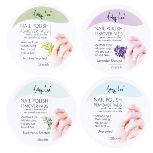 Ashley Lee Nail Polish Remover Pads- Includes 28 convenient pads with nail polish remover - True Elegance Beauty Supply