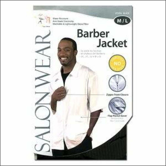 Fabric Barber Jacket- Black - True Elegance Beauty Supply