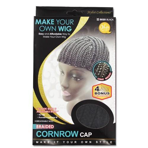 Braided Cornrow Cap with 4 piece wig clip - Black - True Elegance Beauty Supply