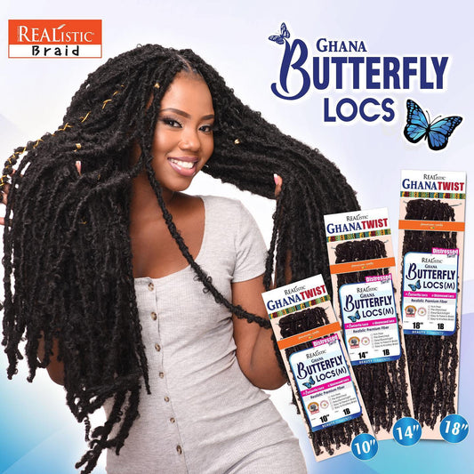 Bijoux Ghana Realistic Butterfly Loc's (Medium length) 18 inch length