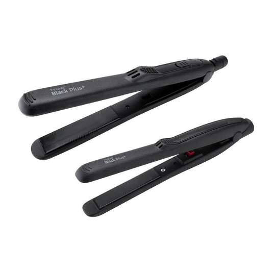 Black Plus Double Ceramic Flat Iron Combo Pack -1 inch and 0.5 inch combo pack and Thermal Protectant Spray - True Elegance Beauty Supply
