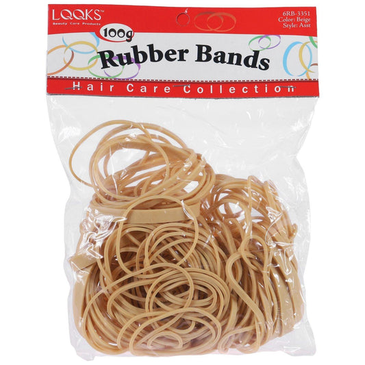 Rubber Bands Beige -100 pack Assorted sizes - True Elegance Beauty Supply