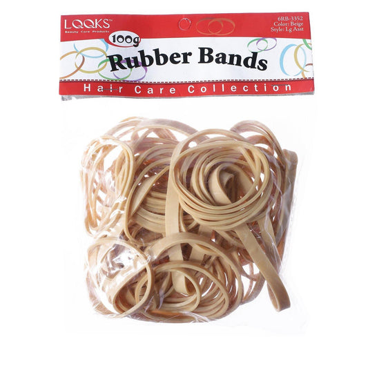 Rubber Bands Beige -100 pack Large Assorted width & Diameter - True Elegance Beauty Supply