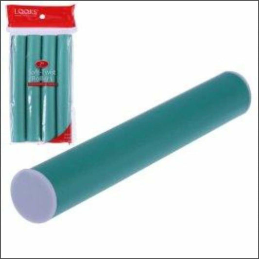 Curl Flexi Rod Soft Twist Rollers- 1" diameter 7 inch length- Green - True Elegance Beauty Supply