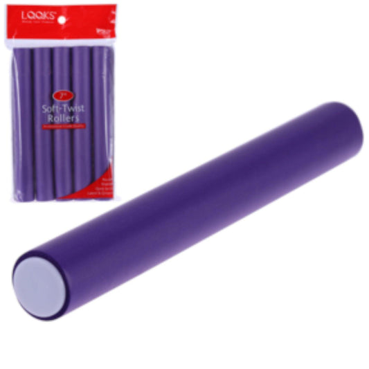 Curl Flexi Rod Soft Twist Rollers- 7/8" diameter, 7 inch length- Purple - True Elegance Beauty Supply