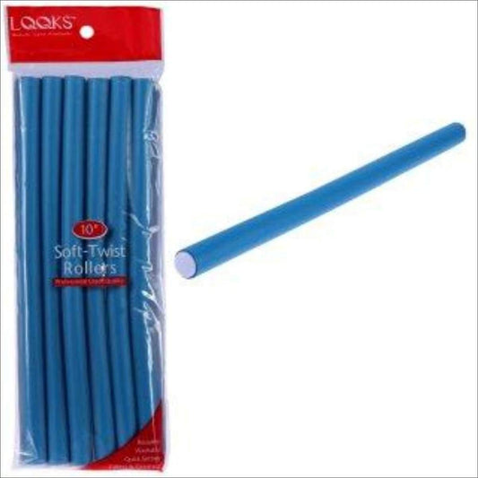 Curl Flexi Rod Soft Twist Rollers- 9/16" diameter, 10 inch length- Blue - True Elegance Beauty Supply