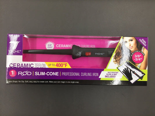 Tyche 0.375-0.75" Ceramic Teflon Small Cone Curling Iron (Wand) with Heat Glove Curling Iron (Wand) Youngs GA 